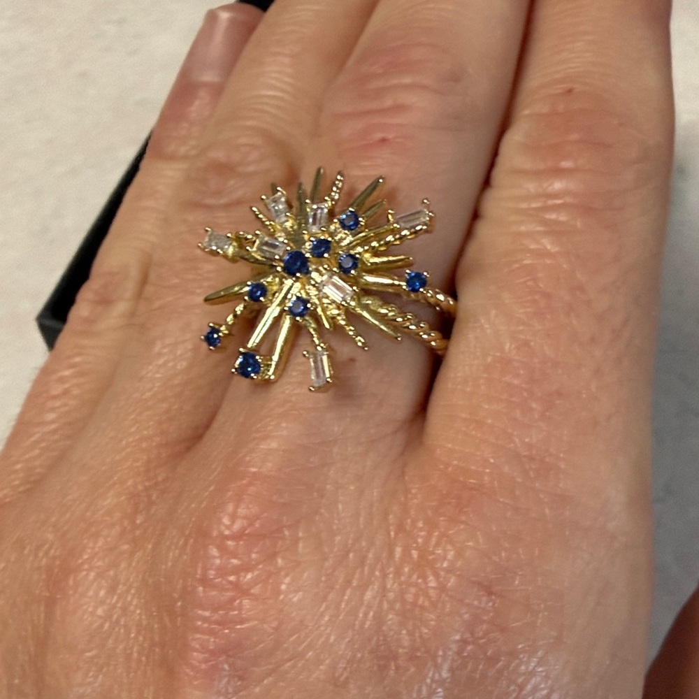Gold and Blue Starburst Ring